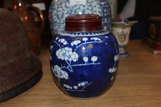 A Chinese porcelain vase, two ginger jars and a jug tallest 33cm